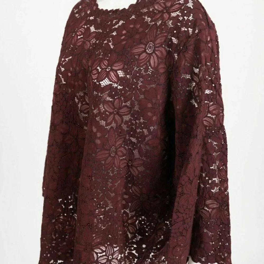 Zara Womens Lace Blouse Shirt Top M Medium Floral